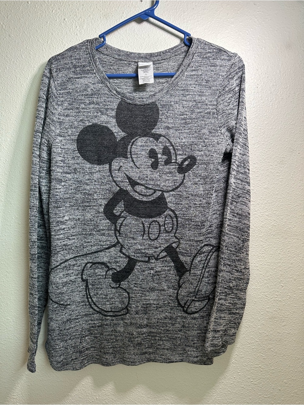 Disney Juniors Gray Knit Crewneck Sweater with Mickey Graphic 11/13